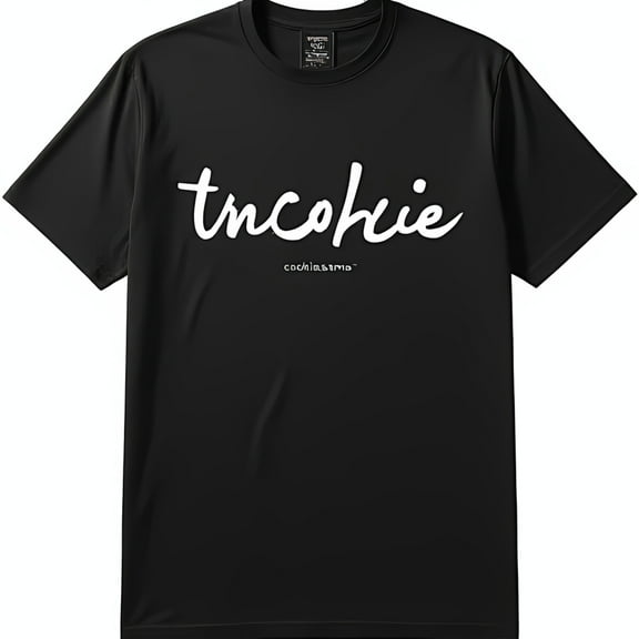 Stylish Black T-Shirt with White tncokie Cursive & cookiesama Print