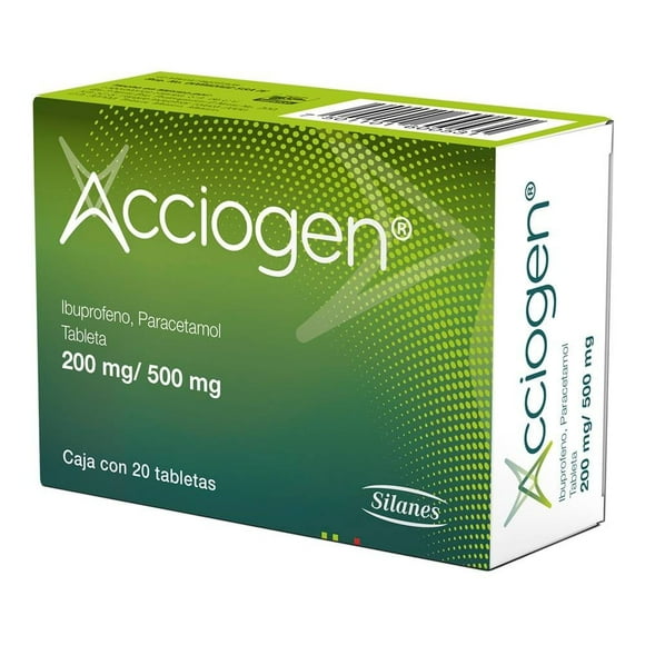 Acciogen caja con 20 tabletas 200 mg / 500 mg