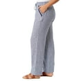 Briggs Women's Linen Blend Pull On Pant (Navy White Stripe, XL