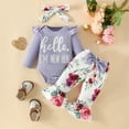 thumbnail image 2 of YuYuBao Baby Girls Sets Cute Long Flowers Print Tops + Flare Pants With Hair Band Autumn Baby Girls Sets, 2 of 5