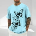 thumbnail image 2 of ZCFZJW Cute Butterfly Tops for Men Big and Tall Casual Summer Short Sleeve Oversized Crewneck Graphic T-Shirts Lightweight Pullovers Light Blue XXXXL, 2 of 5
