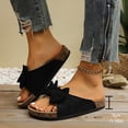 thumbnail image 6 of Rokment Womens Bowknot Cork Footbed Slip on Slides Sandals Beach Casual Suede Open Toe Platform Dress Slippers Comfortable Wide Width Walking Flat Summer Black Size 9, 6 of 6