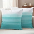 thumbnail image 2 of Aqua White Ombre Outdoor Pillow Covers 26x26 Set of 2,Waterproof Patio Throw Pillowcase Protectors,Chic Modern Funny Abstract Striped Art Decorative Pillow Shams Cushion Covers for Seat Bed Couch, 2 of 8