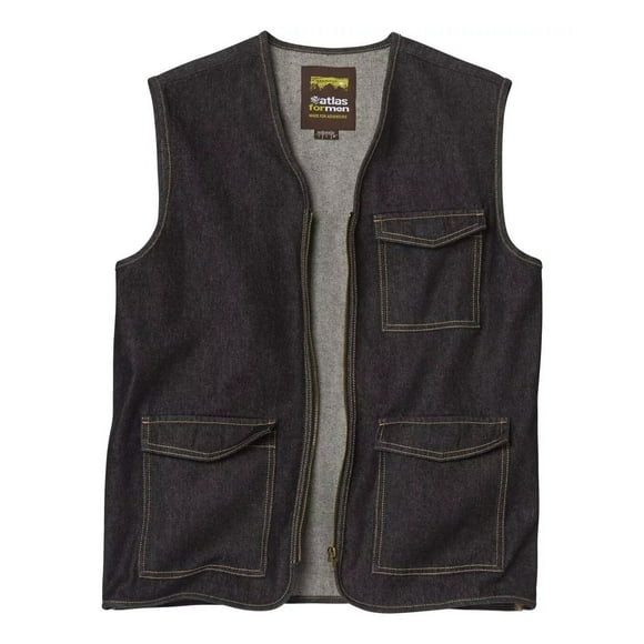 Atlas For Men Mens Denim Zipped Gilet