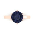 thumbnail image 2 of 3.0ct round cut blue sapphire 14k rose gold Bridal Wedding Engagement Promise Anniversary Ring for Women size 4.25, 2 of 7