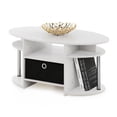 thumbnail image 4 of Furinno JAYA Simple Design Oval Coffee Table with Bin, White Oak, Stainless Steel Tubes, 4 of 6