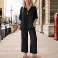thumbnail image 6 of Mercatoo Cotton Linen Sets for Girls 2 Piece Button Blouse 𝐃ressy Tops and Wide Leg Pants Summer Shirts Teens Casual Beach Clothes, 6 of 9