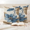 thumbnail image 3 of Blue Brown Botanical Outdoor Waterproof Pillow Covers, Flowers Vintage Summer Decorative Square Throw Pillowcase Sofa Cushion Sham for Patio/Couch/Chair, 20"x20" 2 Pack, 3 of 8