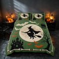 thumbnail image 2 of Homewish Halloween Witch Duvet Cover Queen, Vintage Castle Queen Bedding, Olive Green, Black Reversible 3 Pieces, 1 Duvet Cover and 2 Pillowcases, 2 of 7