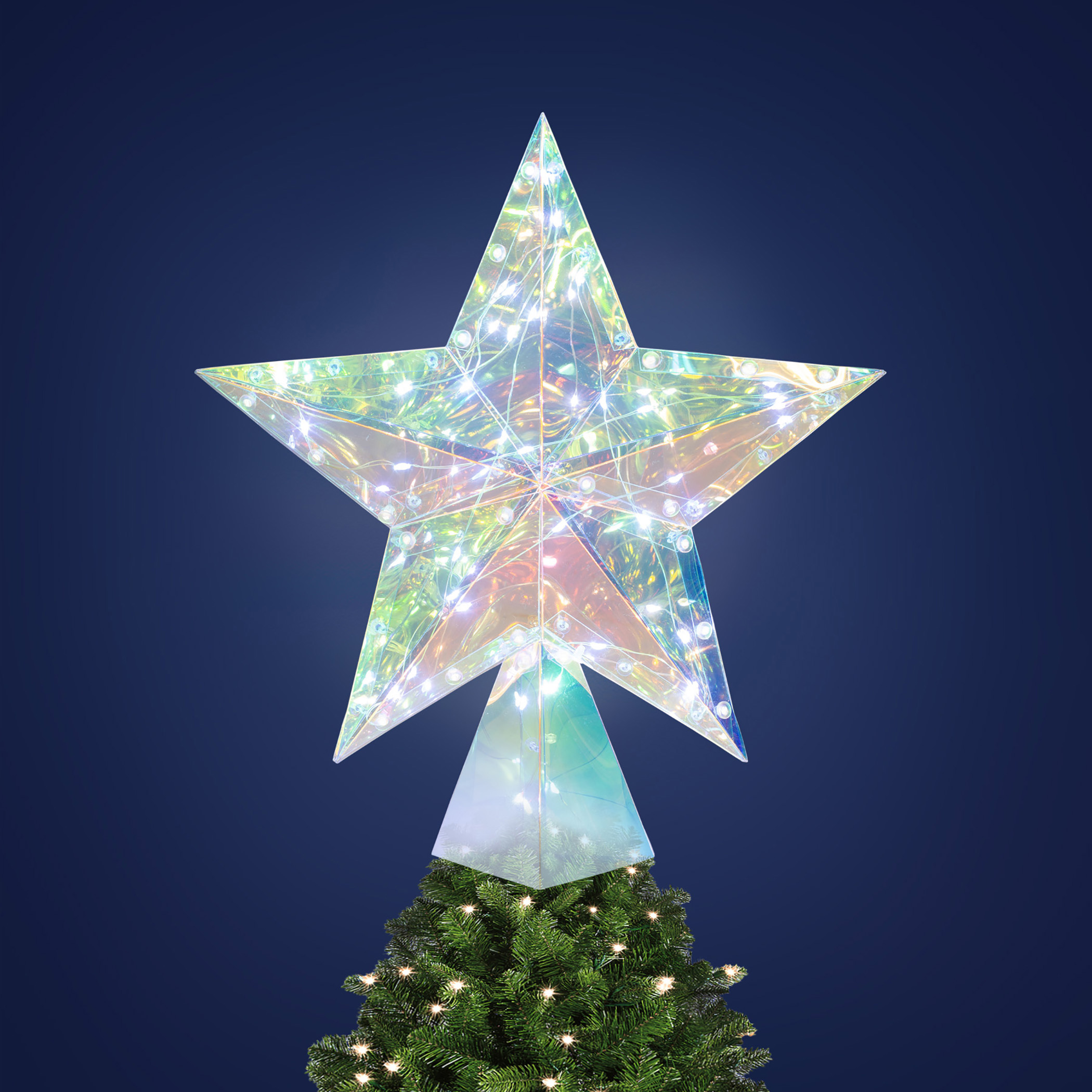LED Iridescent Star Christmas Tree Topper, 11.75", by Holiday Time