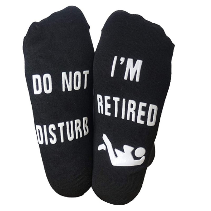 Unisex Novelty Funny Sayings Anti-Slip Socks Do Not Disturb Do It Yourself  I Am Retired Phrase Cotton Retirement Hosiery 