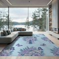 thumbnail image 2 of ODIKA 8'x10' Washable Area Rug Bouquet Clusters Ribbon Stripe Border Scattered Toss Butterfly Refined for Dining Room, Large Office, Lounge, Non-Slip Chair-Friendly Mat, 2 of 7