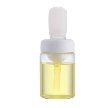 

mnjin seasoning bottle glass brush oil pot silicone oil brush oil bottle baking barbecue oil bottle brush with brush head white