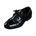 thumbnail image 5 of Boy's Classic Patent Leather Dress Shoes Toddler Block Low Heel Fashion Pointed Toe Lace Up Oxfords Shoes, 5 of 6