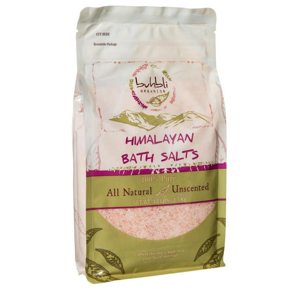 Buhbli Organics Himalayan Bath Salts - 100% Pure, Natural, and Unscented 3.3lb/1.5kg