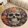 thumbnail image 5 of Gothic Skull Lover Floral Medallion Round Rug - Small Round Area Rug, Soft Non-Slip Machine Washable Bedroom Mat Indoor Accent Entry Carpet for Office Desk Dorm Hallway, 5 of 7