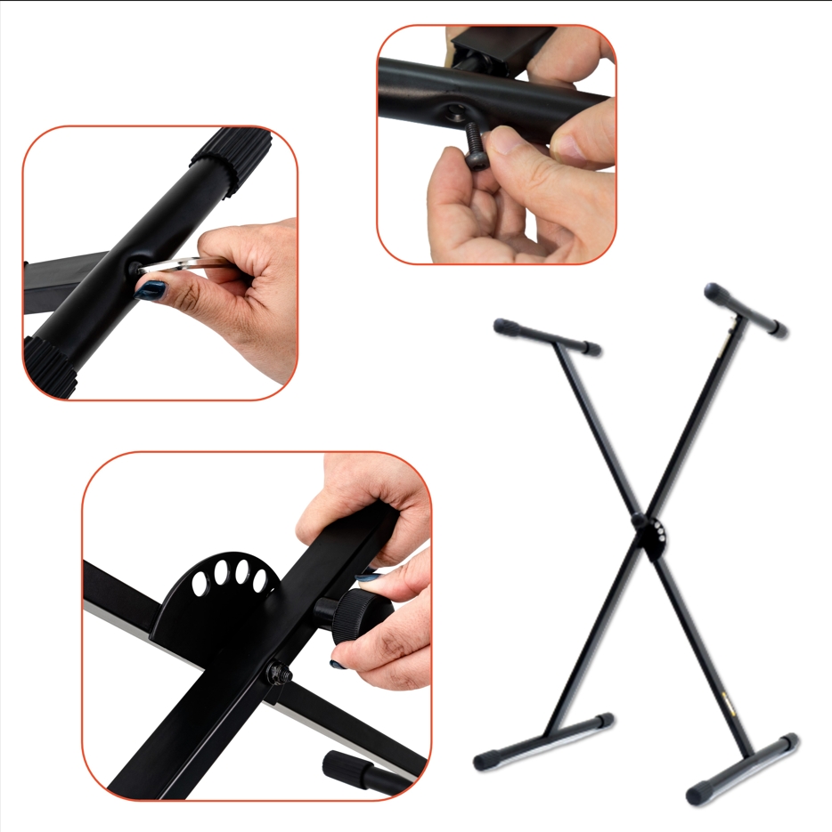 Adjustable Dual Tube Music Keyboard Electric Piano X-Stand Sturdy And Stable
