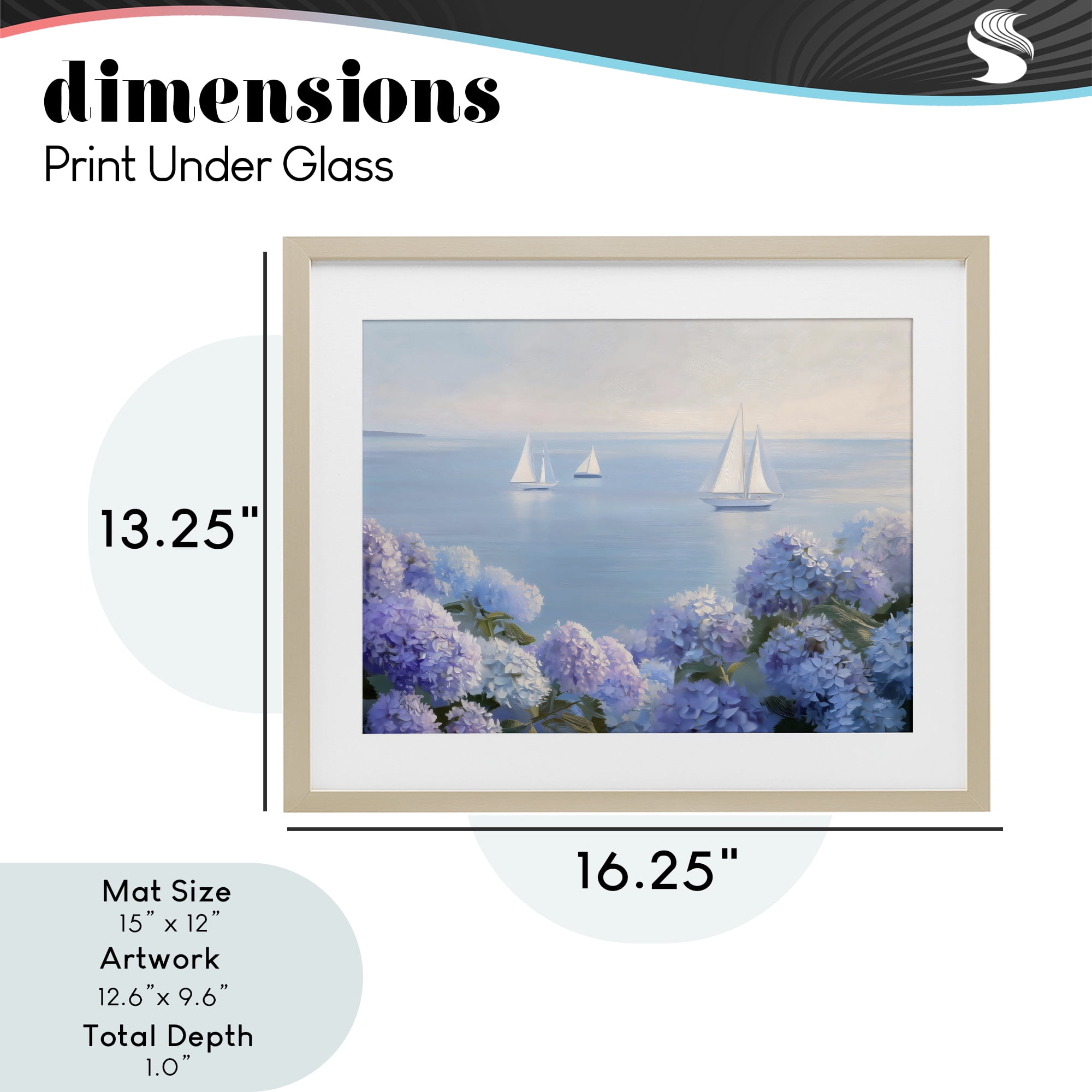 Stupell Industries Sailboats & Hydrangeas at Sea Birch Framed Print Under Glass, design by LSR Design Studio