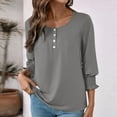 thumbnail image 7 of EchfiProm Dark Gray Tops for Women Trendy 3/4 Sleeve T-Shirts Crew Neck Pullover Puff Sleeve Ladies Solid, 7 of 7