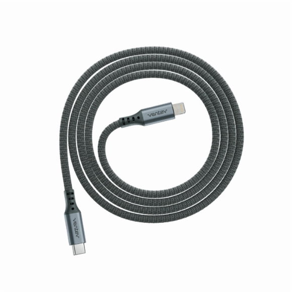 Ventev Charge and Sync Lightning MFI to USB-C Cable 4ft Alloy - Steel Grey