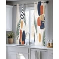 thumbnail image 5 of Boho Sheer Curtains 54 Inch Length 2 Panels Set for Living Room/Bedroom, Middle Century Leaves Bohemia Minimalist Abstract Art Beige Kitchen Curtains Grommet Curtains Window Treatments 42"x54"x2, 5 of 7