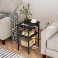 thumbnail image 2 of HOOBRO 3-Tier 15" End Table with USB Port & Adjustable Shelves Living Room Brown BB112BZ01, 2 of 10