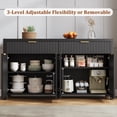 thumbnail image 3 of Laintene Sideboard Cabinet, 55" Fluted Buffet Cabinet with Storage Drawers, Modern Accent Storage Cabinet with Adjustable Shelves, Wood TV Stand for Kitchen, Dining Living Room, Entryway, Black, 3 of 7