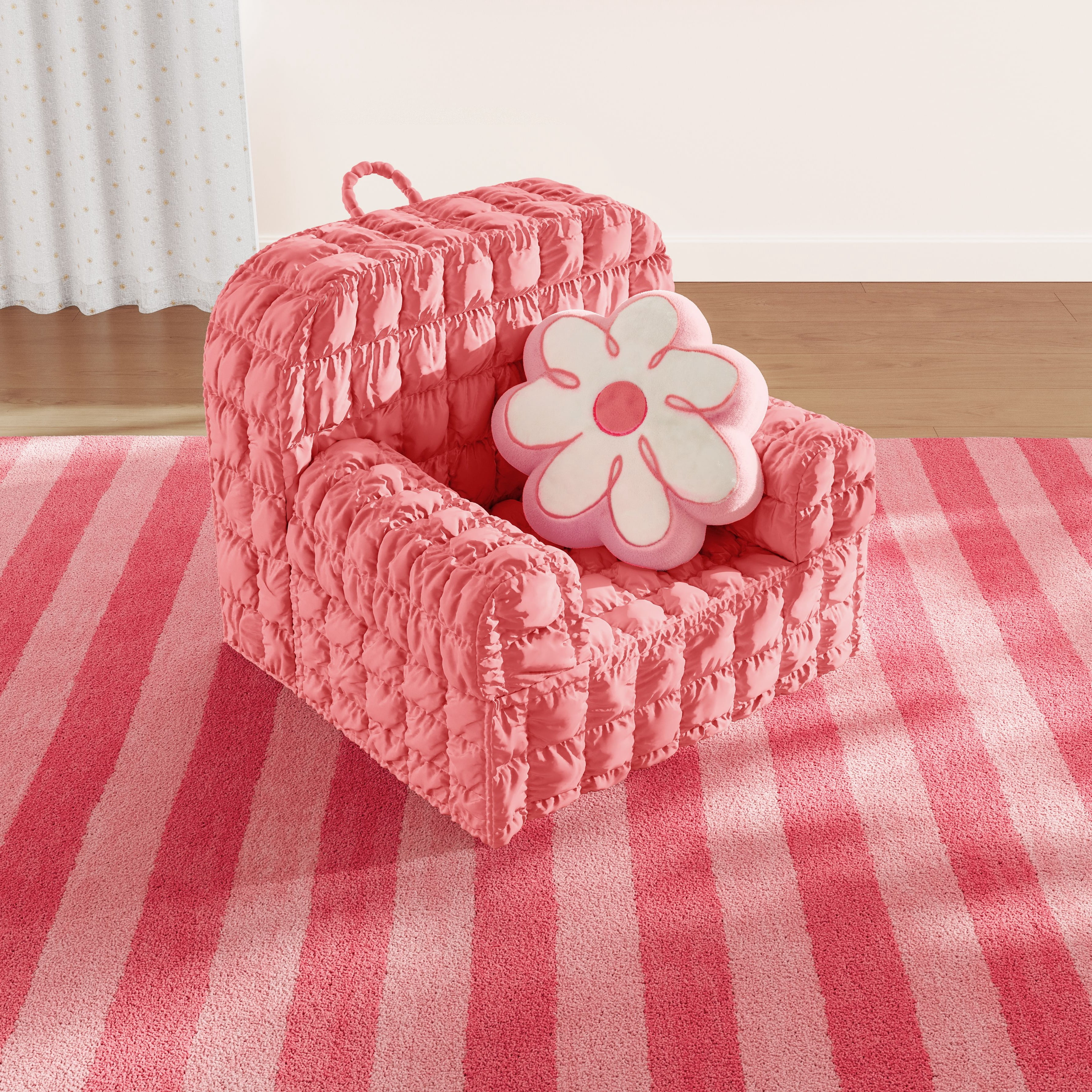 Mainstays Kids Compressed Puffy Chair, Pink