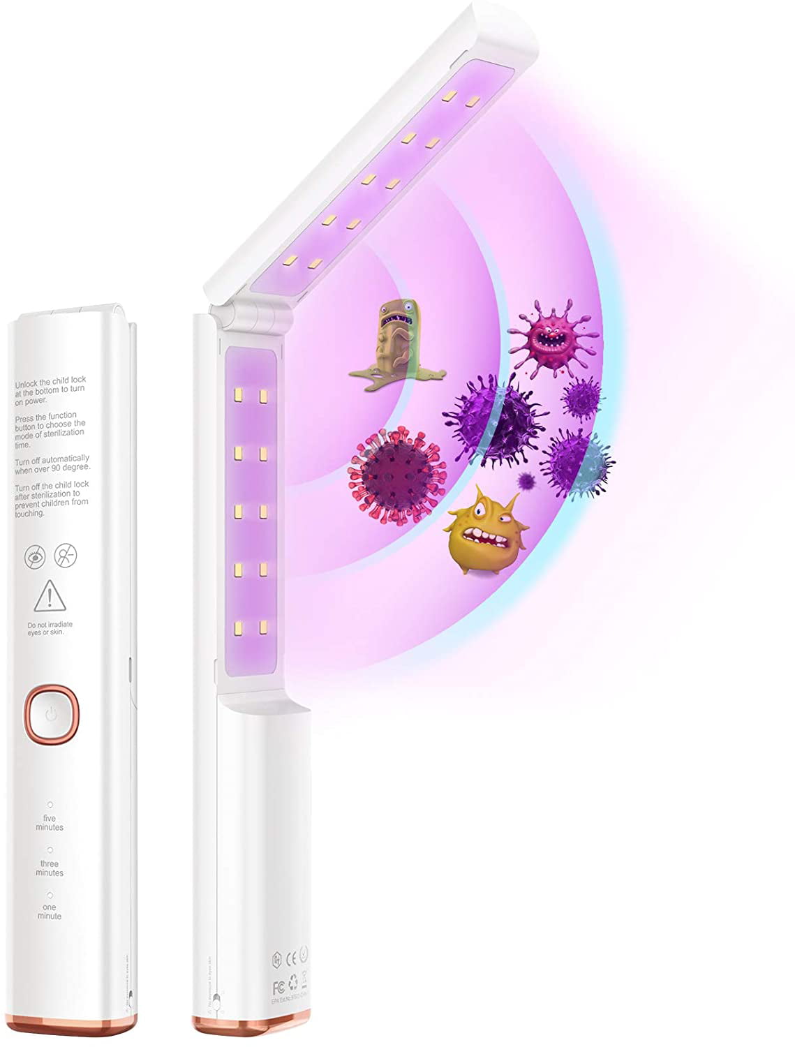 UV Handheld Steriliser Wand Kill Germs One Click Sterilisation Portable and Travel Ready Ozone Free