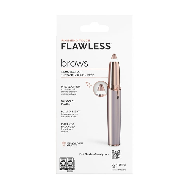 Finishing Touch Flawless Women's Painless Hair Remover , White/Rose Gold  with Finishing Touch Flawless Brows Eyebrow Pencil Hair Remover and  Trimmer, Purple