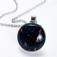 thumbnail image 2 of Gemini Constellation Glass Circular Pendant Necklace Jewelry, 2 of 5