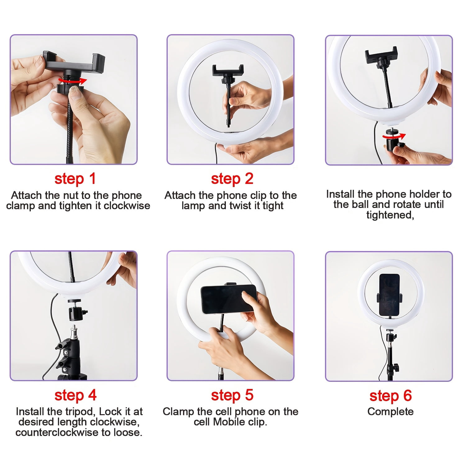UEGOGO 10-Inch LED Selfie Ring Light with 51-Inch Tripod And Phone Stand, RGB Tone Mode, Stepless Dimming, USB Powered for Live Streaming, Makeup, Cooking Video Recording, Indoor Use