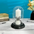 thumbnail image 2 of Plymor 4" x 7" Small Glass Display Dome Cloche (Black Wood Veneer Base), 2 of 4
