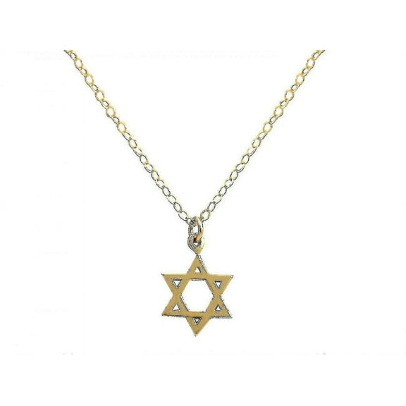 Necklace Star Of David, Star Of David , Gold Plated Silver 13mm - MXBC