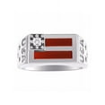 thumbnail image 1 of RYLOS Men's Rings Sterling Silver USA Flag Designer Ring With Diamonds and Red Quartz Rings For Men Size 11, 1 of 5