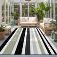 thumbnail image 2 of Area Rugs 2.7'x5', Sage Green Black Stripe Carpet Runner Indoor Outdoor Rugs Home Decor Aesthetic, Modern Abstract Coarse Striped Non Slip Mats Washable Accent Rug for Living Room Bedroom, 2 of 8