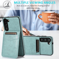 thumbnail image 2 of Asuwish Screen Protector Included PU Leather Soft Shell Wallet Cell Phone Case with Screen Protector for Samsung Galaxy S23 Plus, Teal, 2 of 16