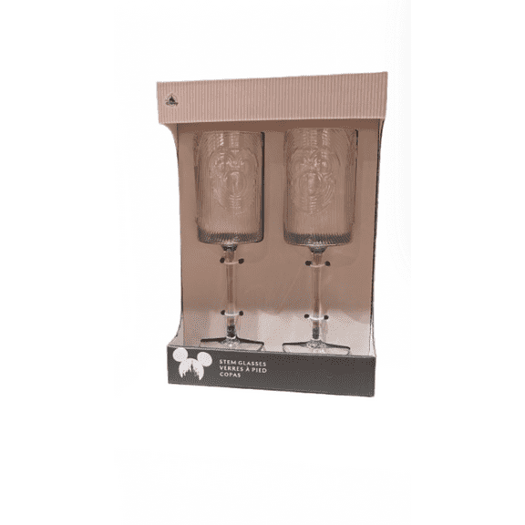 Disney Parks Home Collection Mickey Icon Stem Glass Set of 2 New with Box