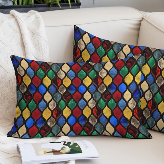 Colorful Morocco Pillow Covers 12"x20", Modern Geometric Abstract Art Soft Brushed Microfiber Breathable Throw Pillow Covers, Decorative Pillowcase with Zipper for Couch Sofa Bedroom Living Room