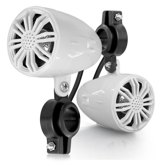 Pyle PLMR22WT 2.25’' 10 Watt Max Marine Waterproof Rated Full Range Off-Road Speakers (White, Pair)
