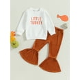 thumbnail image 2 of GXFC Little Girl Thanksgiving Outfits 3T 4T 5T 6T 7T 8T Kids Girls Long Sleeve Letter Print Sweatshirt+Flare Pants Thanksgiving 2Pcs Set Clothing for Children Girl, 2 of 9