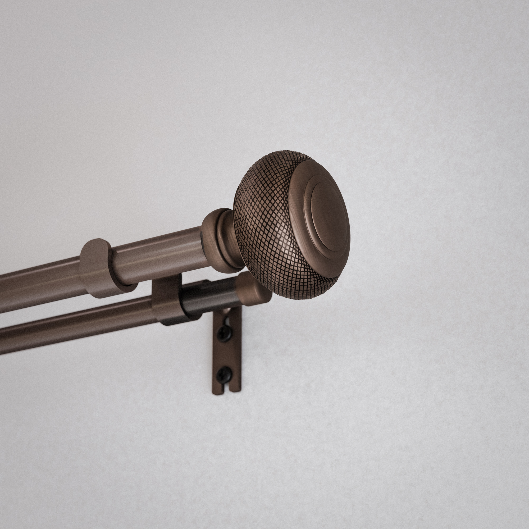 Mainstays 3/4" and 5/8" Oil Rubbed Bronze Hawthorne Knob Adjustable Double Curtain Rod Set, 30-84"