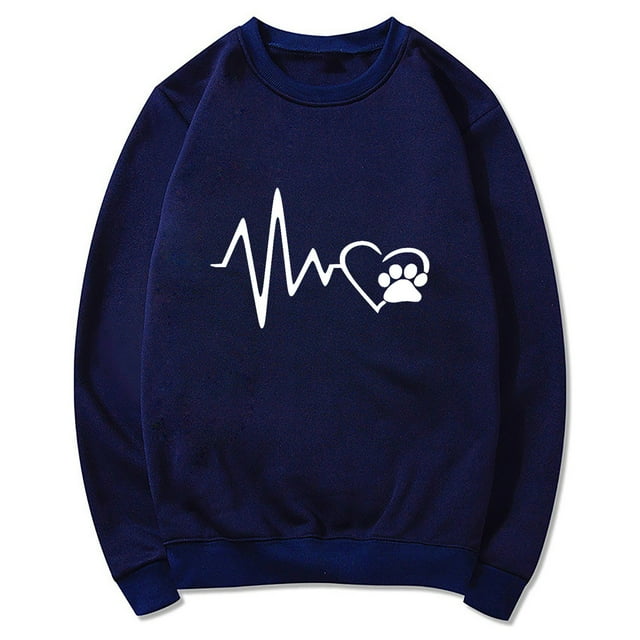 Amzcrzy Sweat-Shirt pour Femmes Col Rond Couleur Unie Imprimé Lettre Chandail Manches Longues Chandail à Capuche Chandails en Molleton Manches Longues pour Femmes Chandail Col Rond m