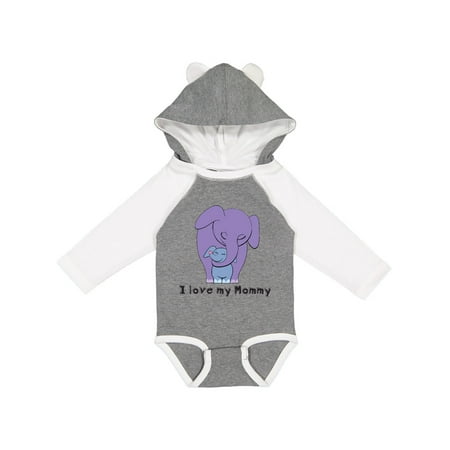 

Inktastic I Love My Mommy Elephant Purple Blue Gift Baby Boy Long Sleeve Bodysuit