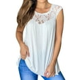 thumbnail image 3 of HUBERY Women Lace Rose Pattern Patchwork Crewneck Sleeveless Tank Top, 3 of 5