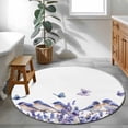 thumbnail image 4 of Area Rug 36in, Garden Purple Floral Bird Butterfly Floor Carpet Living Room Rug, Watercolor Lavender on White Non-Slip Welcome Mat Indoor Rugs for Bedroom Dining Room, 4 of 9