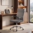 thumbnail image 3 of Lacoo Mid-Back Faux Leather Office Desk Chair Executive Conference Task Chair with Arms, Gray, 3 of 7