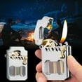 thumbnail image 4 of One Button Ejection Transparent Chamber Metal Lighter, Rocker Lighter, Windproof Lighter, Brushed Metal with Gear Mechanism, for Outdoor Camping Concert Use, Pocket Lighter, C, 4 of 4
