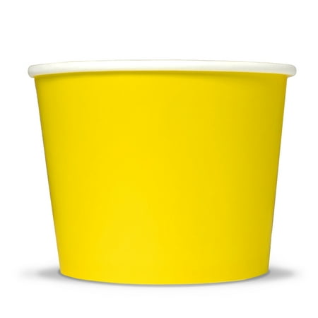 Frozen Dessert Supplies 16 oz Yellow Paper Ice Cream Cups - Comes In Many Colors & Sizes! Fast Shipping! 50 Count