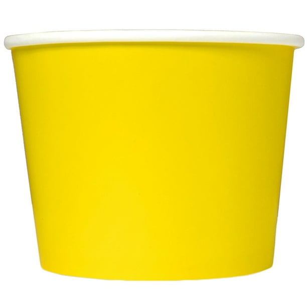 [1,000 Count] 16 oz Yellow Paper Ice Cream Cups - Comes In Many Colors